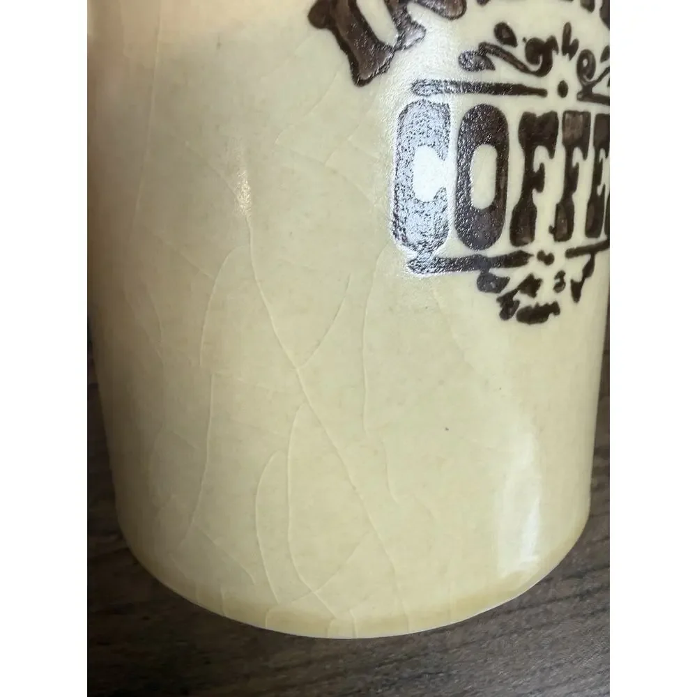 VTG Pfaltzgraff Village Stoneware Instant Coffee Canister #7-497 w/ CRAZING!